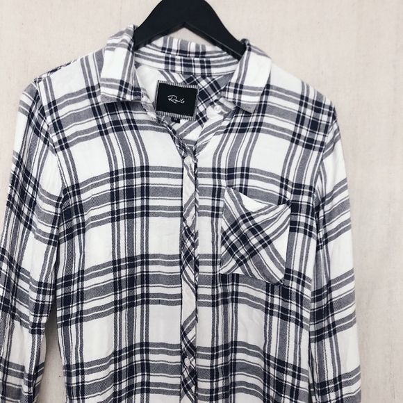 Rails Hunter Flannel Button Down Black White Plaid - Picture 2 of 5